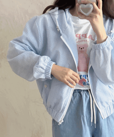 [무료배송]레이니 후드 밴딩 숏 윈드 점퍼