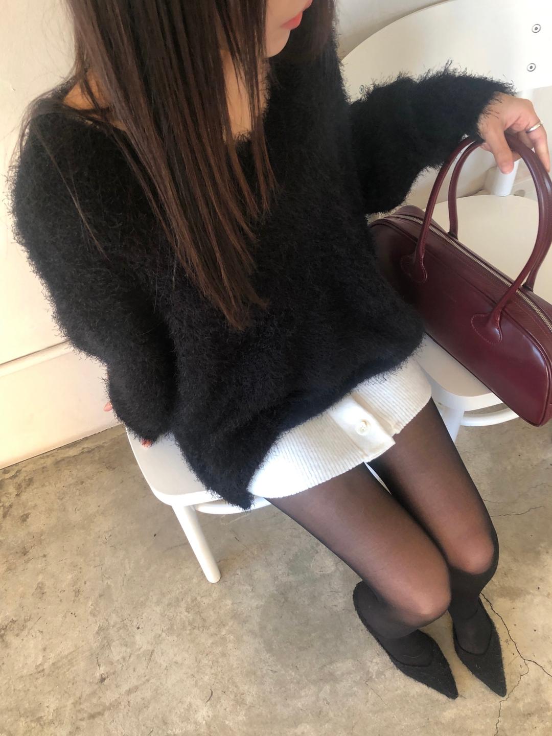 v neck long knit (3colors)
