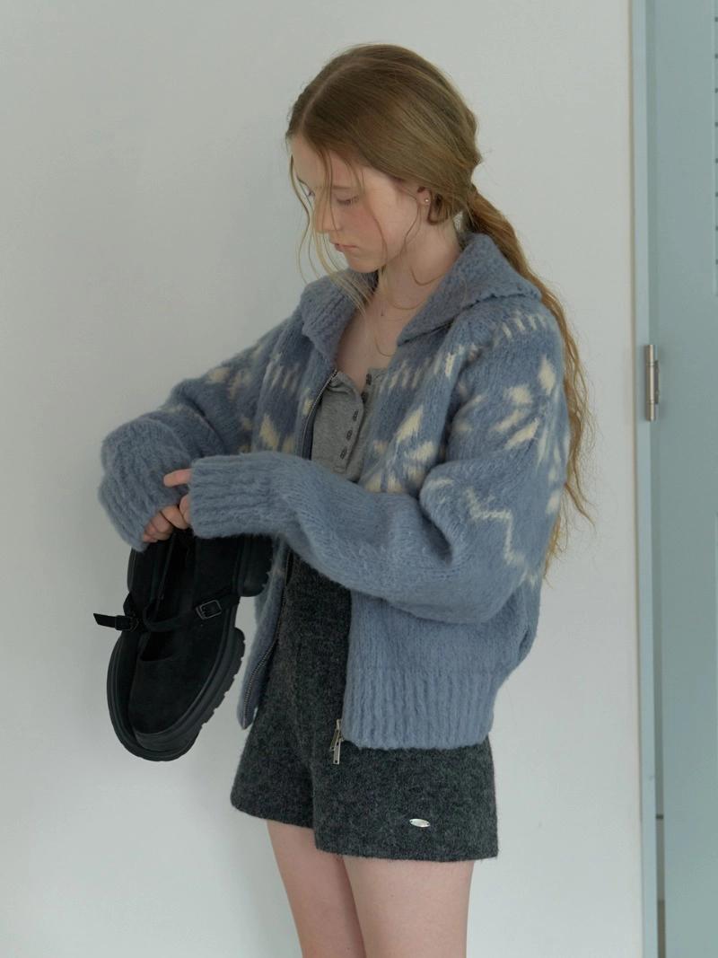 RE_L - Snowball knit cardigan (sky blue)