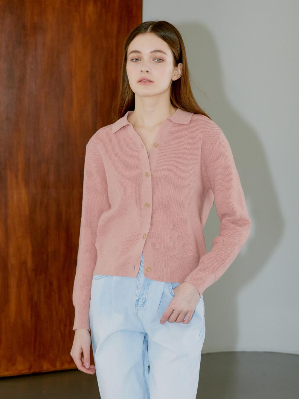 210EDIT 여성 카라 니트 가디건_핑크| 굿 셀렉션, 굿 서비스 굿웨어몰
