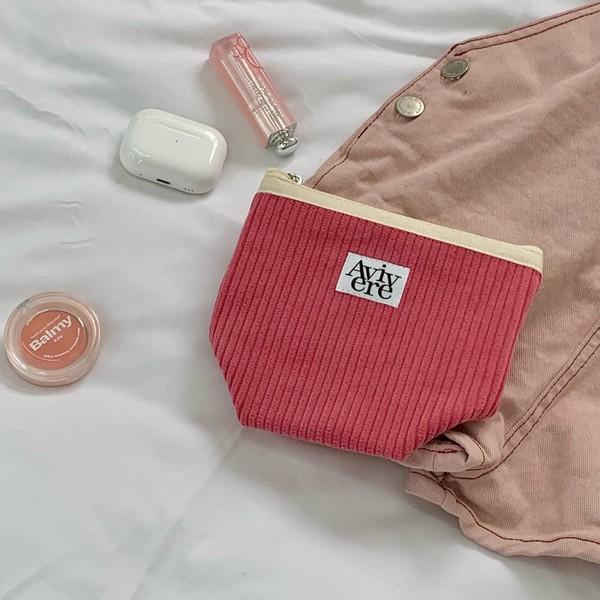 Avivere classic pouch_corduroy pastel red