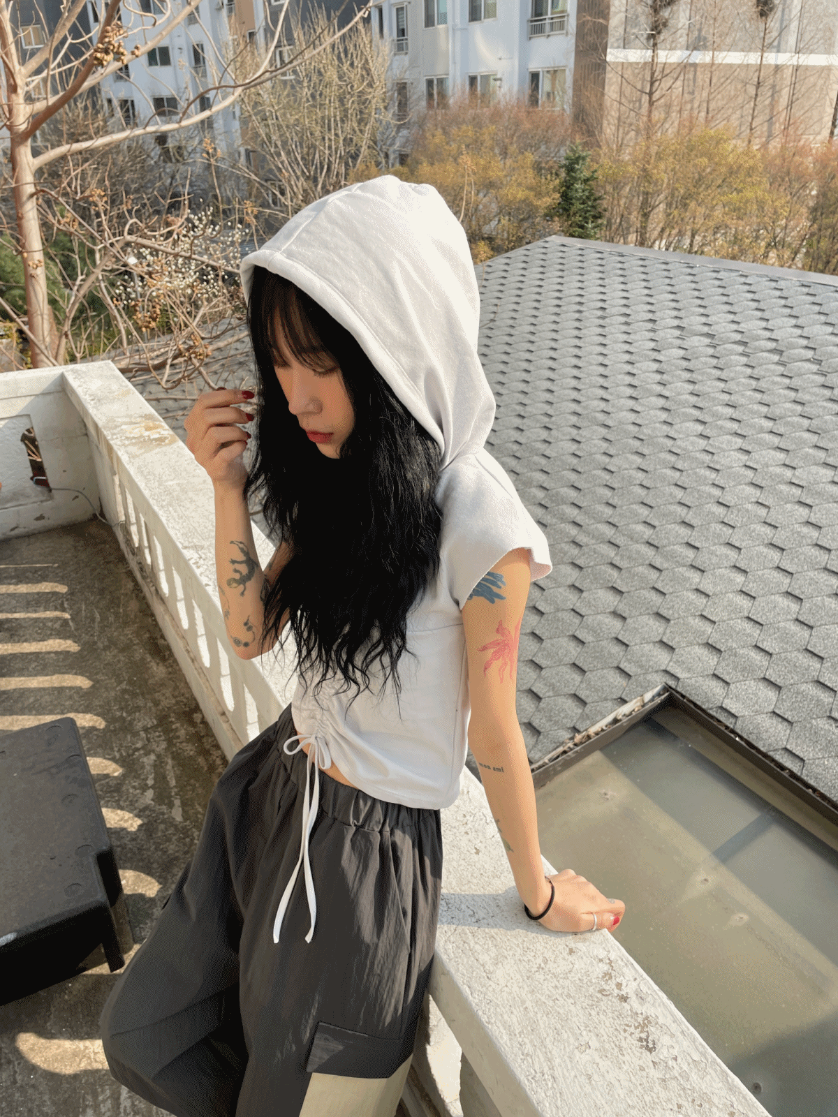 rush shirring hoody