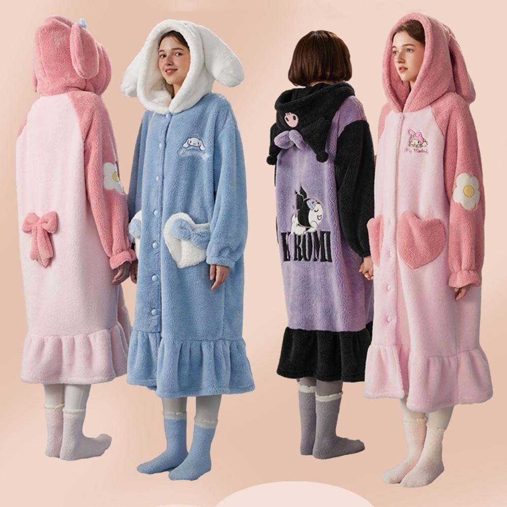 LEDiN 러딘 산리오 시나모롤 마이멜로디 쿠로미 캐릭터 커플극세사수면가운 빅사이즈가운