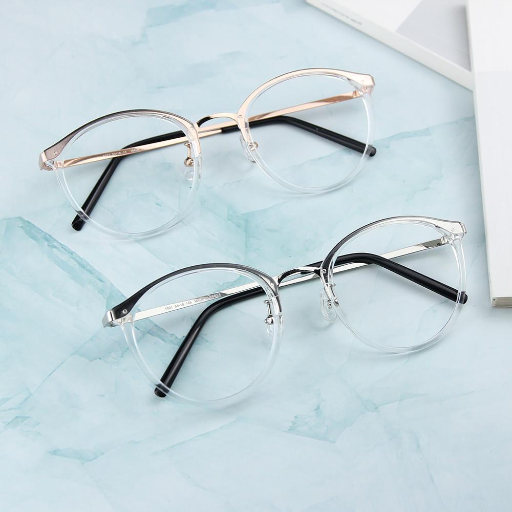 클리어 남자 여자 동글이 투명 콤비 뿔테 블루라이트차단 시력보호 안경