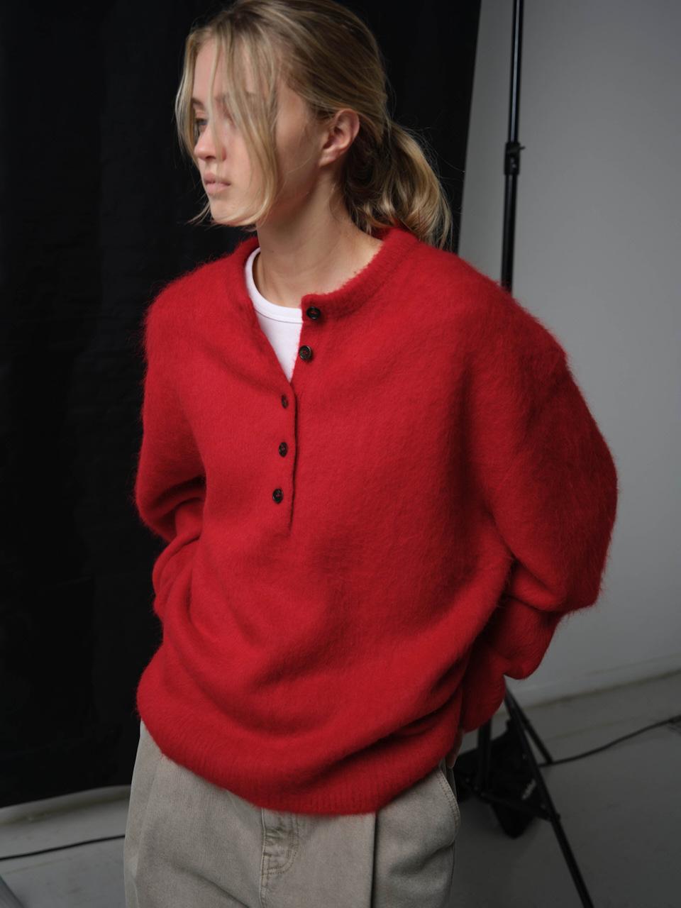 알파카 헨리넥 니트_red