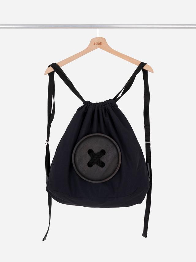 Big Button Draw Bag / Black