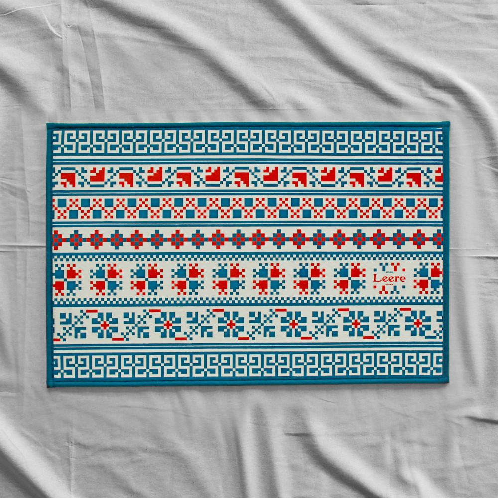 60x40(cm) 리에르 스튜디오 북유럽 패턴 블루 욕실 현관 주방 침실 레트로 극세사 발매트 러그