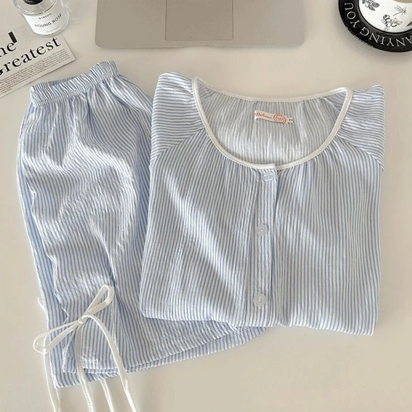 [오늘출발/홈웨어] 들랑 스트라이프 여름 잠옷 set