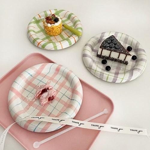 러브위드 귀여운 체크 플레이팅 접시 3종