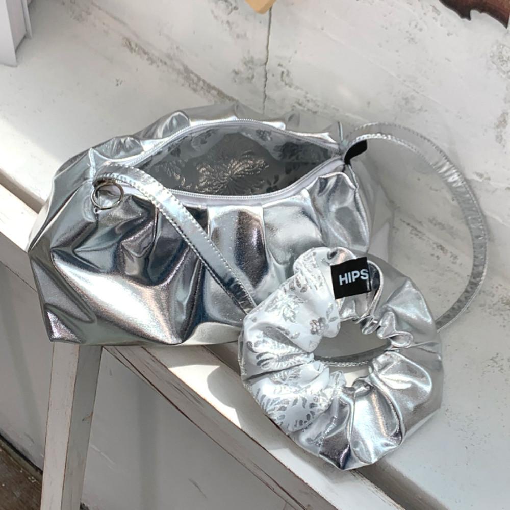 실버백 미니백 핸드폰가방 크로스백 Y2K 한복 실버스크런치 외국인친구선물