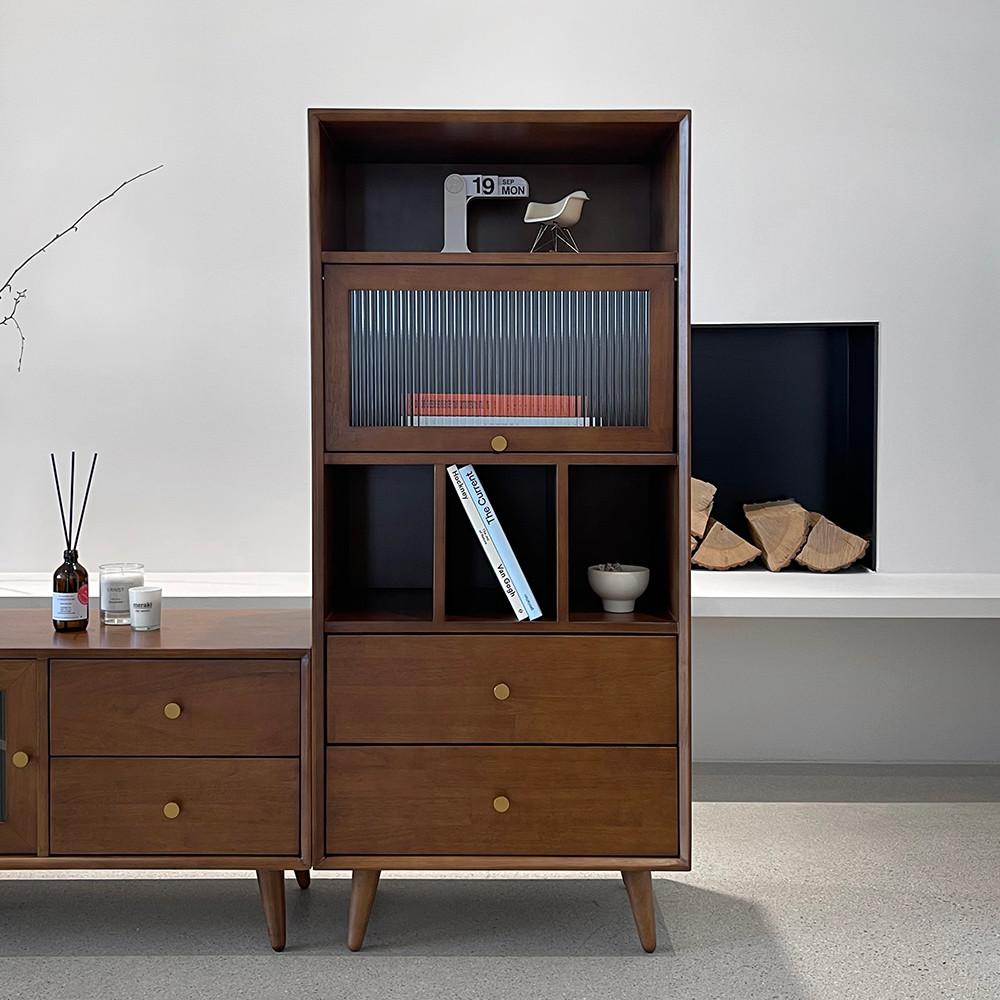 로포텐 오하나 원목 인테리어 엔틱 미니 유리 장식장 진열장 5단