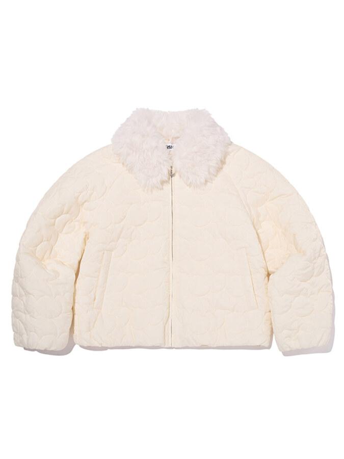 체리 퀼팅 인조퍼 카라 자켓 [아이보리]