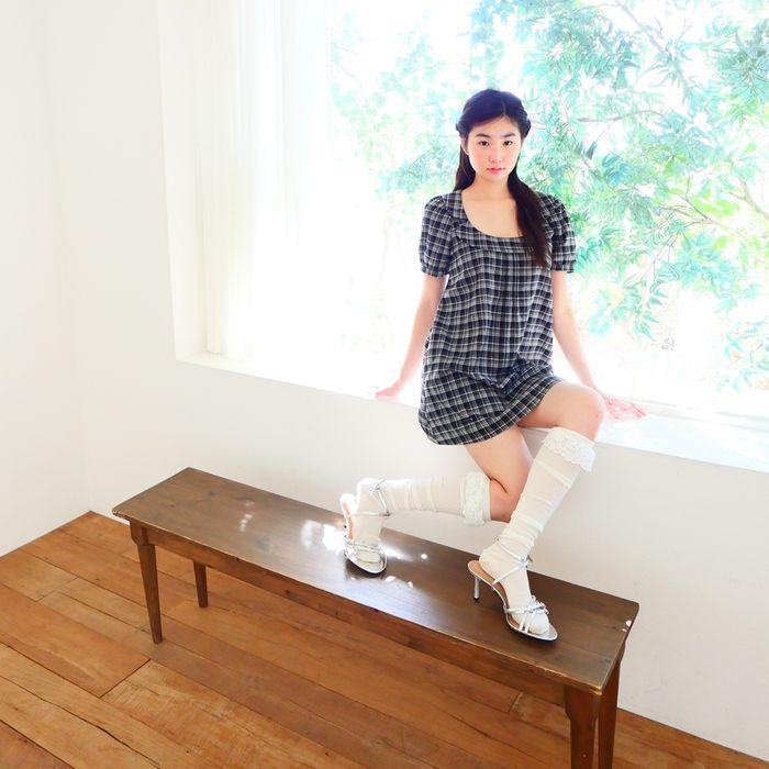 Morning Glory Mini Dress Black Check
