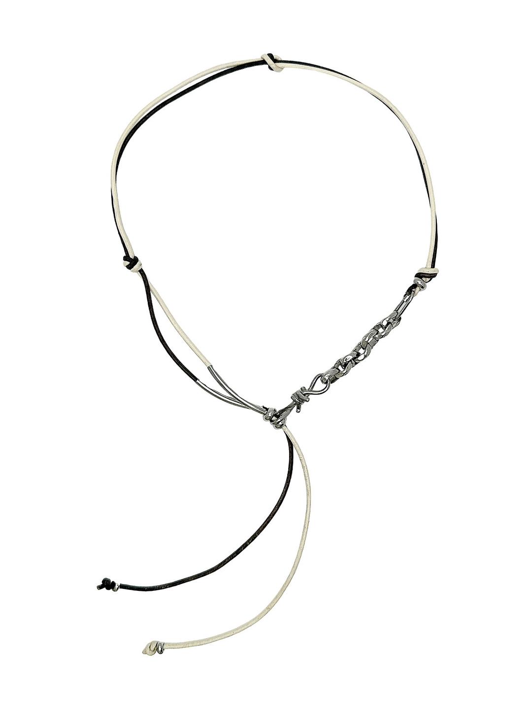 Wire leather necklace