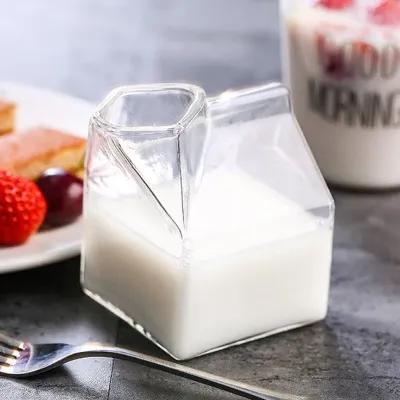 글라스 우유곽 모양 유리컵 글라스 밀크팩 쥬스컵 우유잔