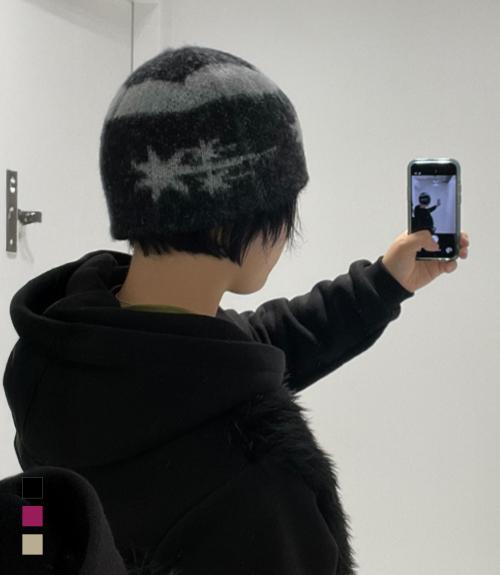 STRIPE 3STAR LOGO MOHAIR BEANIE_3colors(NG2EFUAB20A)