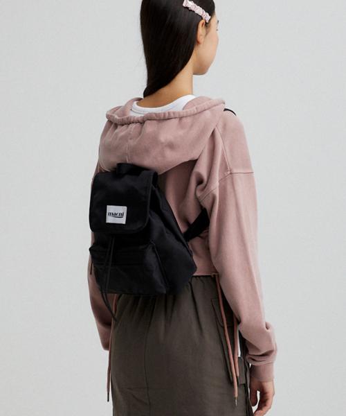 FLAP STRING MINI BACKPACK BLACK