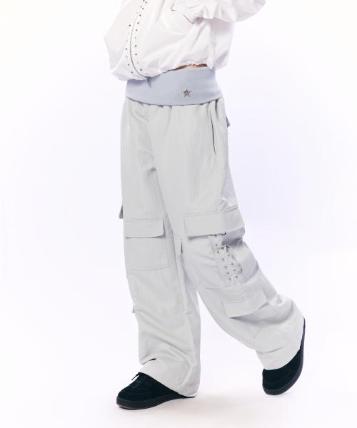 MULTI-POCKET STUDDED PANTS / LIGHT GRAY