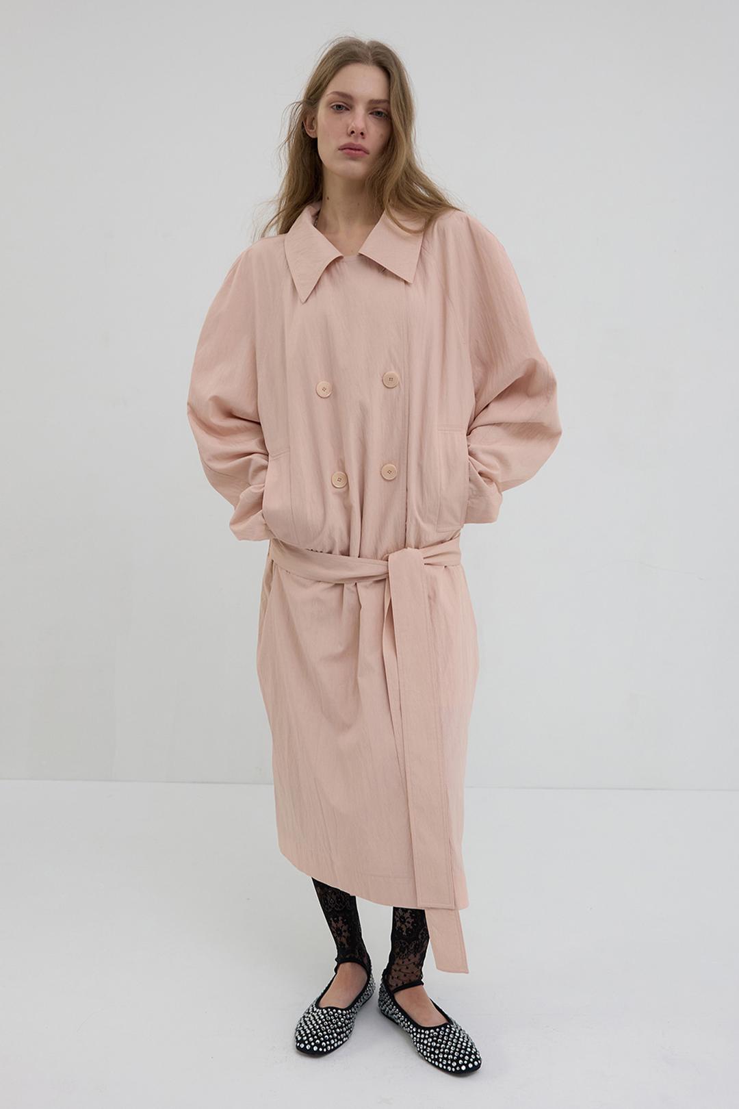 SIGNATURE OVERSIZED TRENCH COAT_PEACH