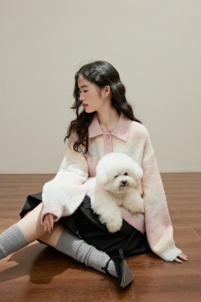 [KUOSE] 쿠오세 여성 그라데이션 효과 스웨터