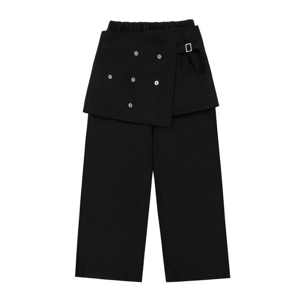 오목 랩스커트 레이어드 팬츠 (블랙)