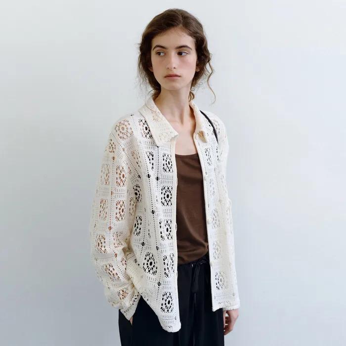 Punching lace collar jacket_2colors