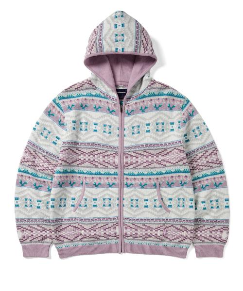 Hooded Zip Up Sweater Pink