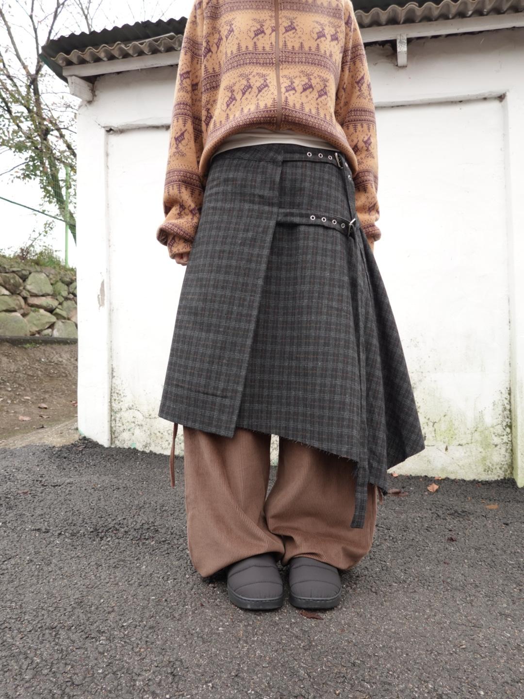 체크 울 랩스커트 (1color)