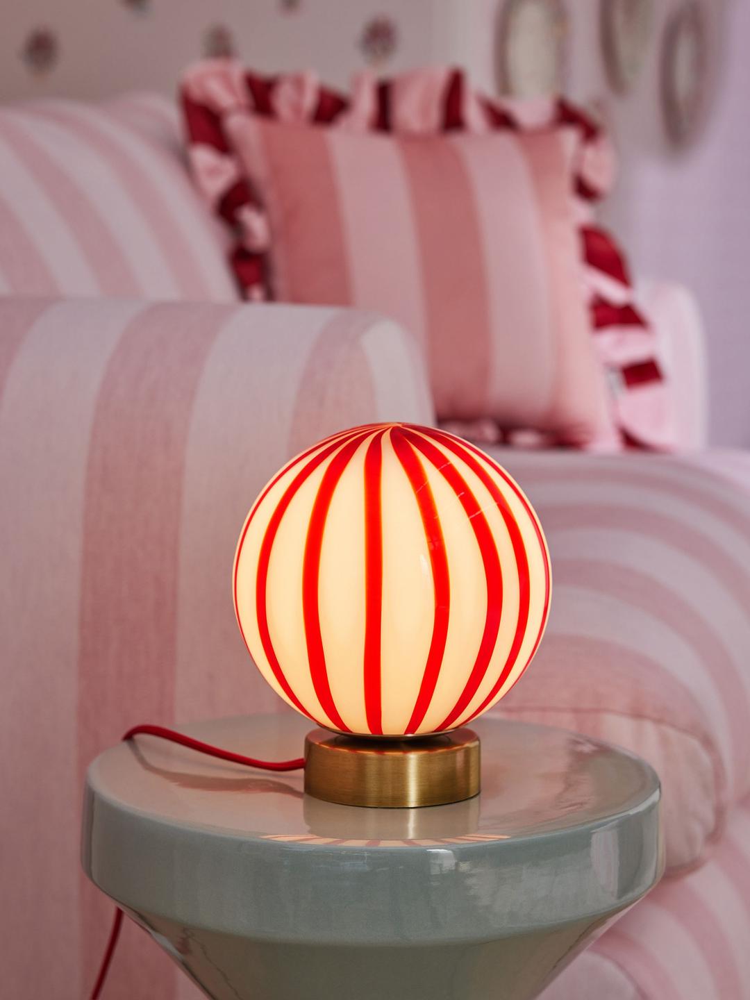 Cath Kidston Red/White Glass Marble Table Lamp