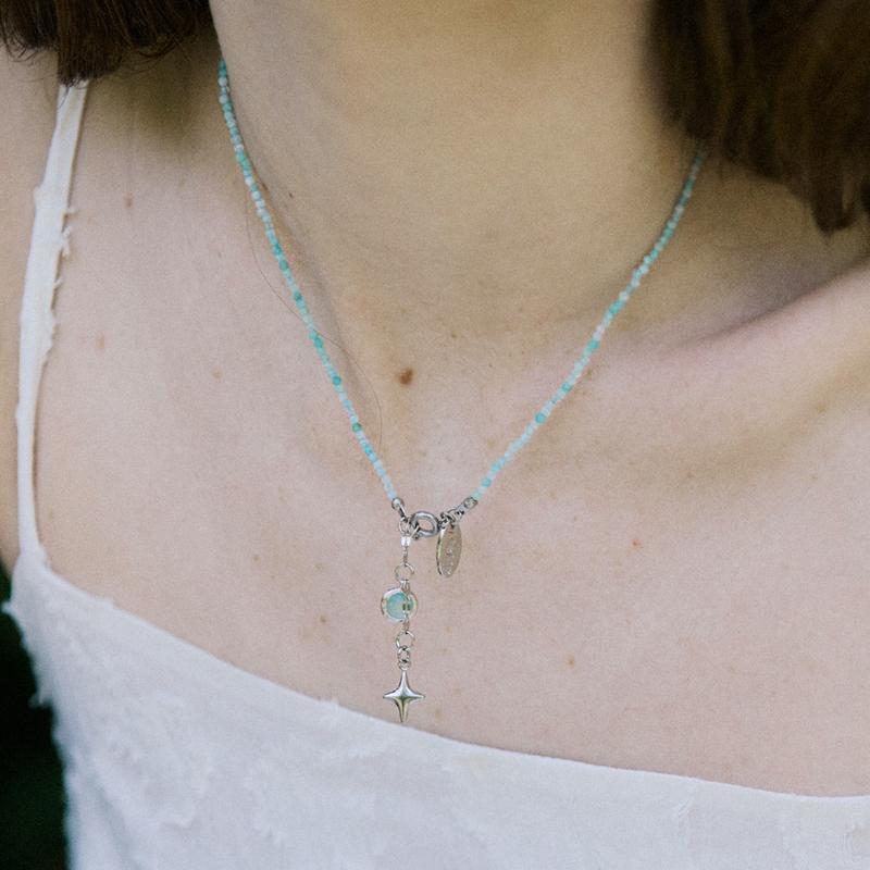 Mint lake and starlight necklace