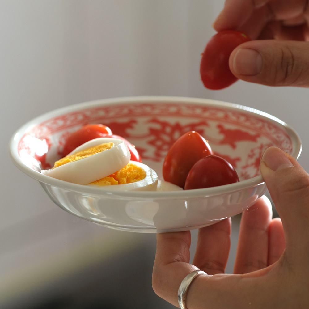 다홍꽃무늬 과일볼