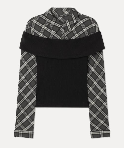 오프숄더 레이어드 셔츠_MIWYWG109B