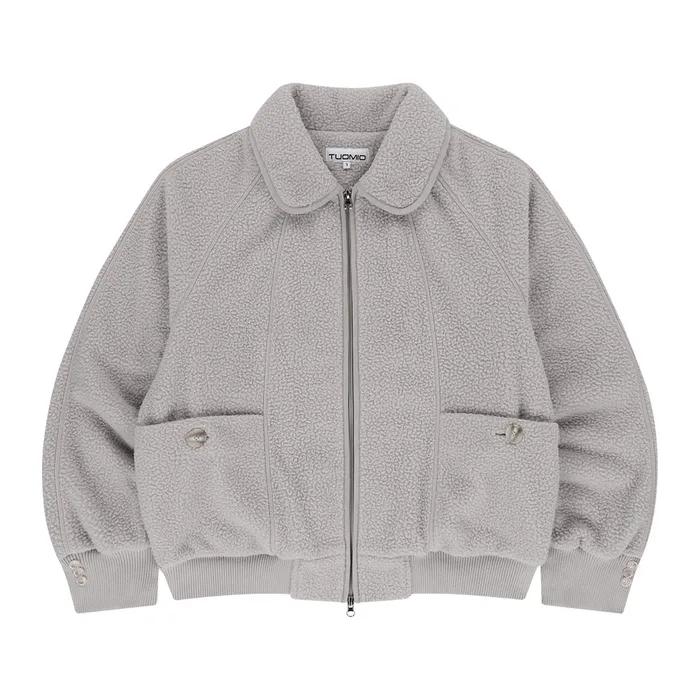 OVERSIZED FLEECE BOMBER [LIGHT GREY]