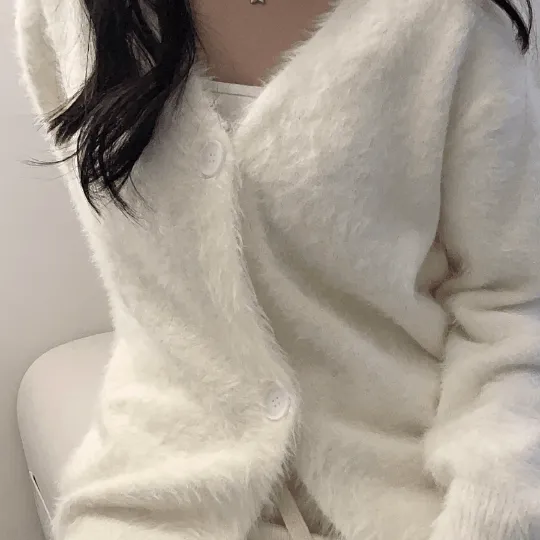 [주문폭주] simple angora mohair cardigan