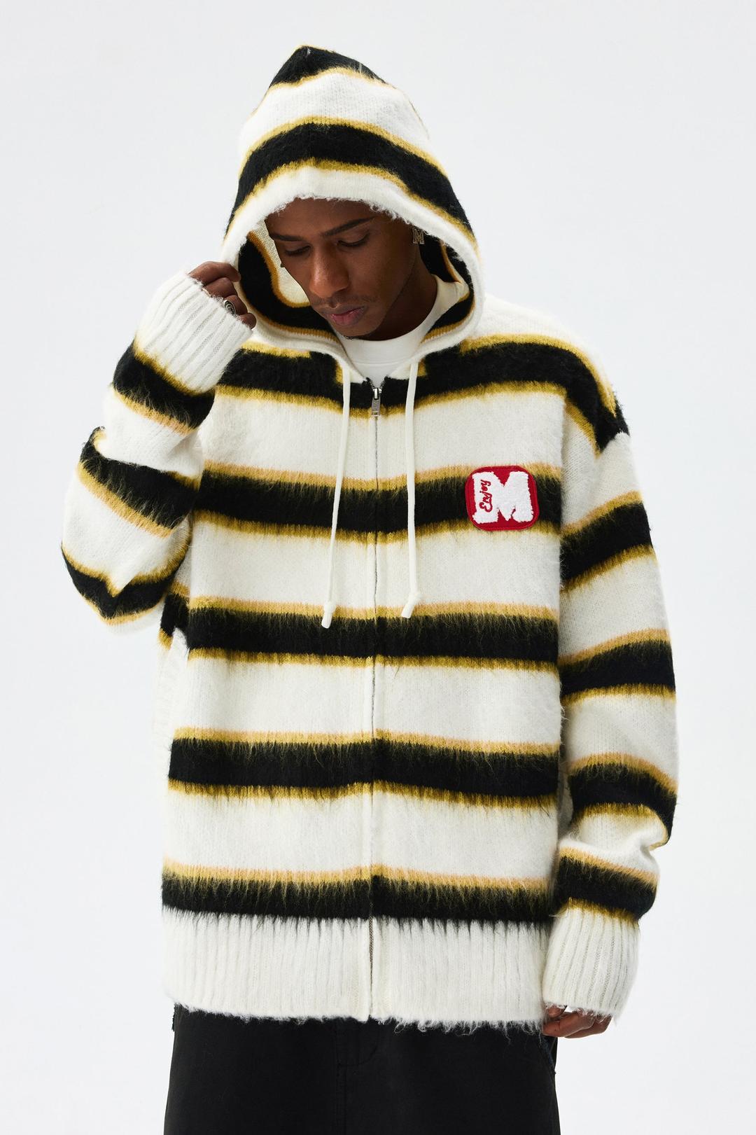 MEDM STRIPED MOHAIR HOODIE