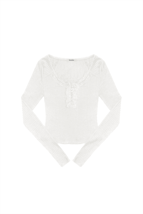 LACE RIBBED LONGSLEEVE (IVORY)