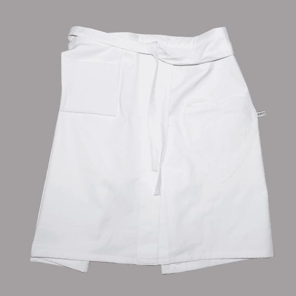 HEART POCKET HALF APRON (WHITE , RED)