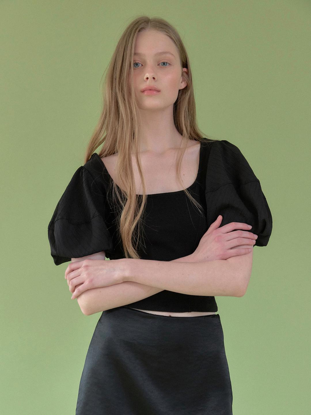 french puff top (black)