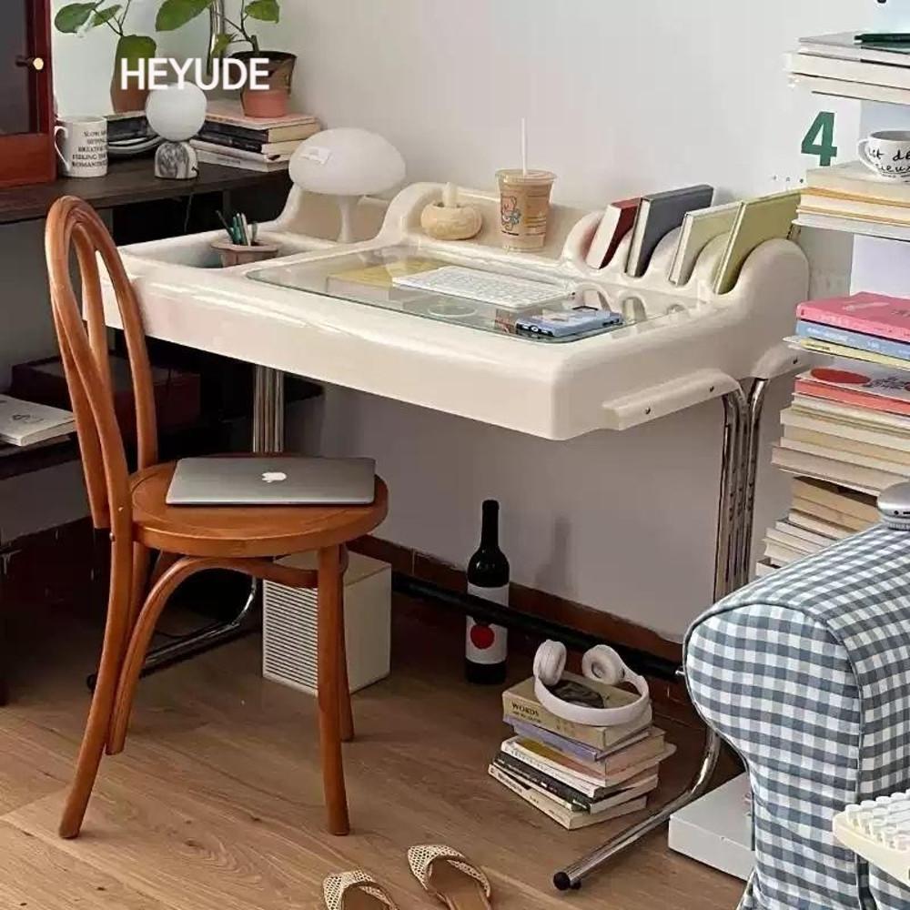 헤이유드 미드센추리모던 칸막이 책상 ABS 테이블 바우하우스 수납 크림색