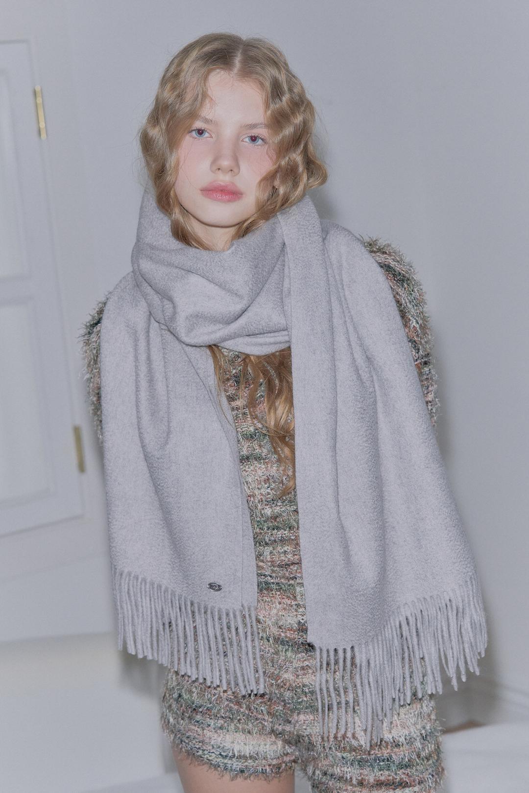 100% Cashmere Blanket Scarf_Light Grey
