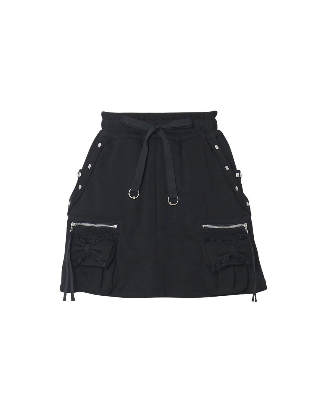 【5月12日(月)17:00販売開始】 Ribbon pocket studded sweat skirt