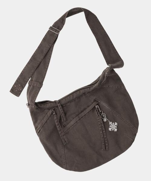 워시드 빈티지 호보 크로스백 [브라운]