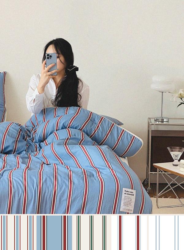깊게자요 스트라이프 차렵이불 침구세트 5colors (SS/Q/K)