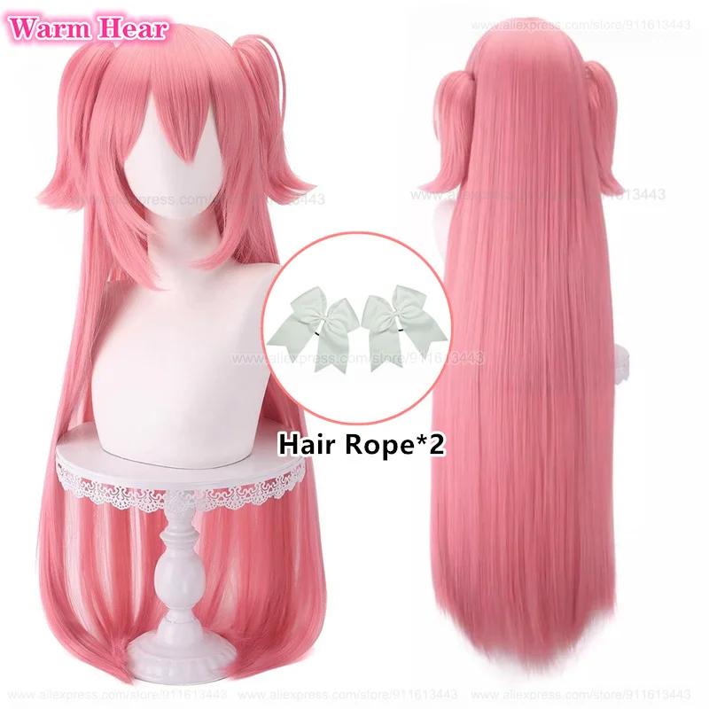 하이 퀄리티 카나메 마도카 애니메이션 코스프레 가발, 100cm 길이, 핑크 더블 포니테일 가발, 내열성 헤어, 할로윈 파티 가발