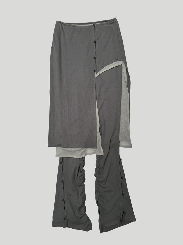 LAYERED BUTTON SKIRT-PANTS