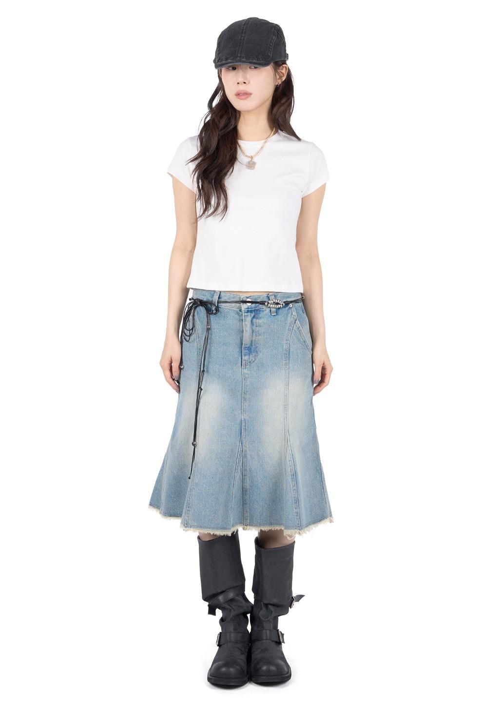 릿킴 MERMAID DENIM MIDI SKIRT
