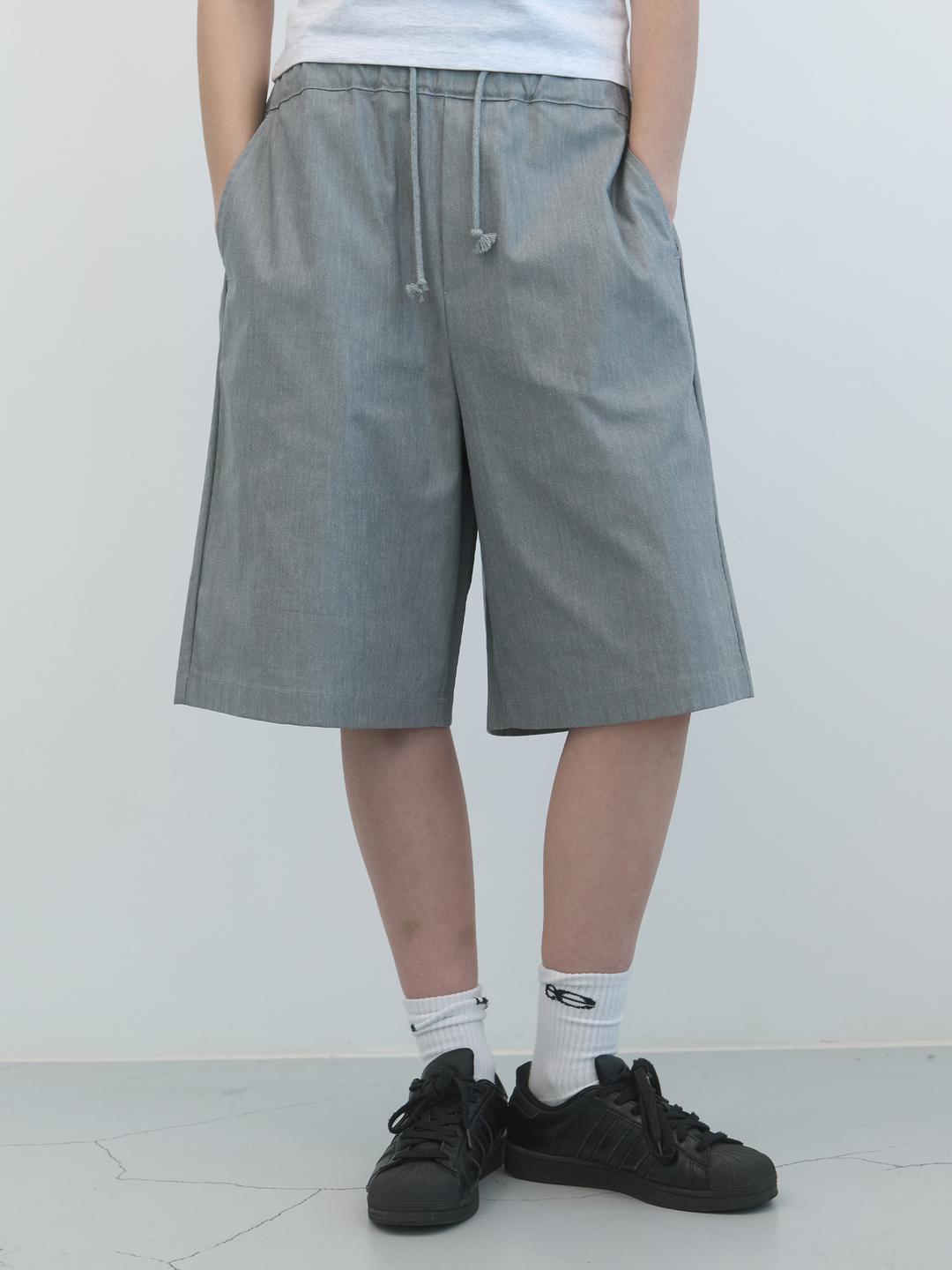 루즈핏 밴딩 하프 팬츠 (Grey)