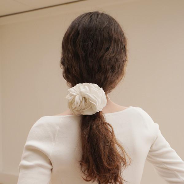 White Camellia Scrunchie