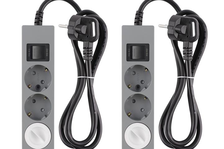 1+1 그레이 블랙 컬러 디자인 멀티탭 과부하 3구