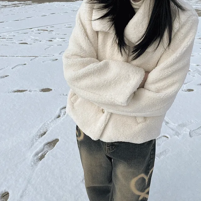 (🚀당일)[요청재진행!🖤]포비 양털 누빔 퍼 자켓